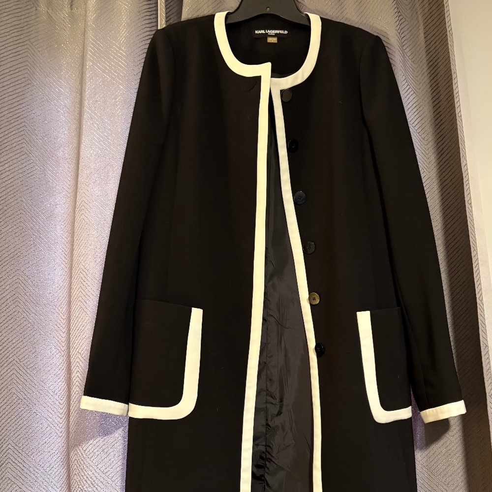 Karl Lagerfeld Long Trench Coat Size 8